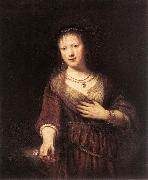 REMBRANDT Harmenszoon van Rijn Portrait of Saskia with a Flower oil painting picture wholesale